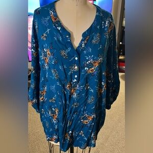 Basic Edition floral Blouse women's size 3X